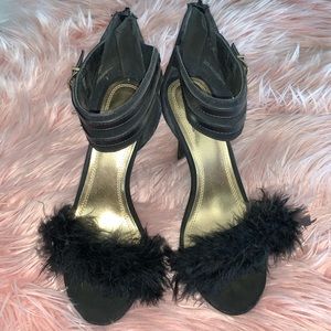 Fuzzy Black Heels